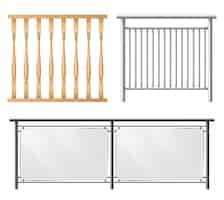 Free vector railings, fence sections realistic vector set