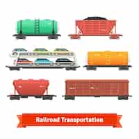 Free vector railroad transportation set