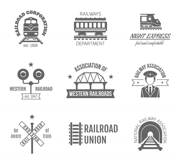 Бесплатное векторное изображение Набор железнодорожных этикеток