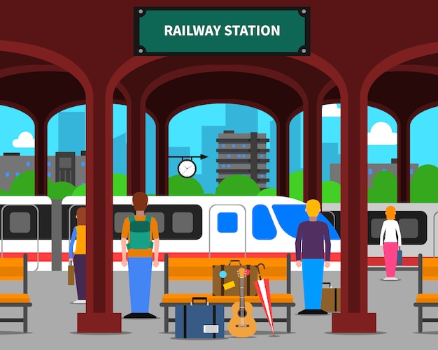 railway station illustration