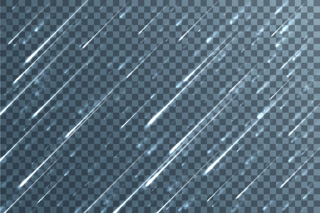 Free vector rain effect on transparent background realistic streaks of slanting rain template