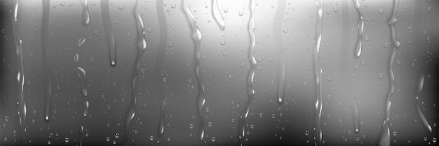 Rain water drops on wet window glass
