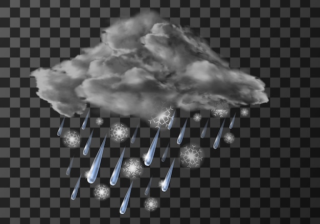 Free vector rain weather meteo icon, falling water droplets on transparent