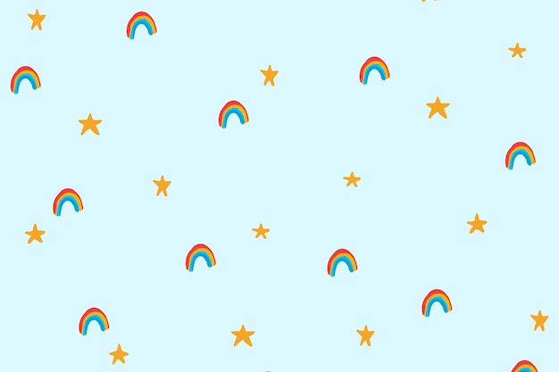 Premium Vector | Seamless pattern sun, rainbow and clouds. kawaii wallpaper  on white background. baby cute pastel colors.