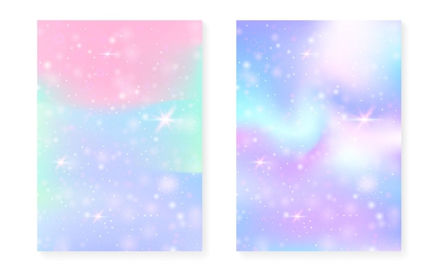 Rainbow background with kawaii princess gradient magic unicorn