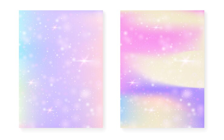 カワイイプリンセスグラデーションマジックユニコーンと虹の背景