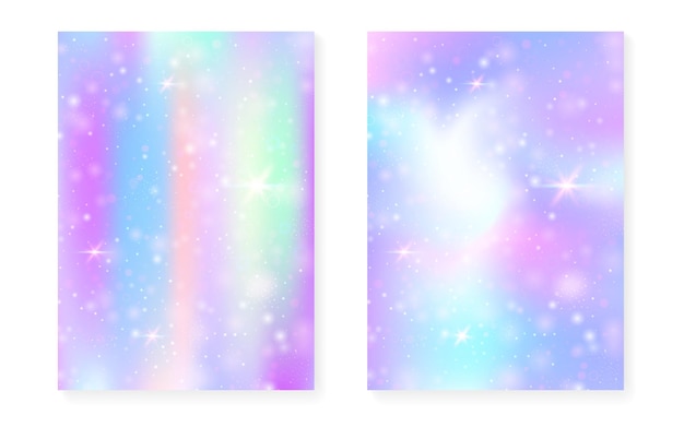 Free vector rainbow background with kawaii princess gradient magic unicorn