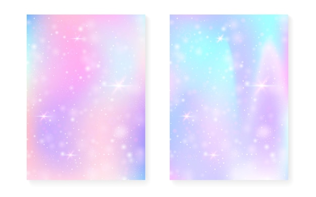 Rainbow background with kawaii princess gradient Magic unicorn