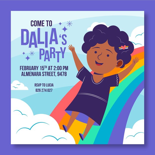 Rainbow birthday invitation template