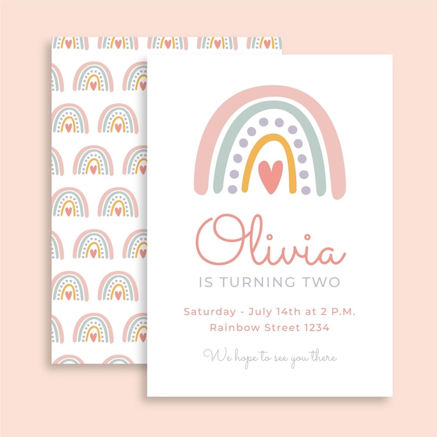 Rainbow birthday invitation template