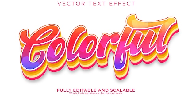 Free vector rainbow california text effect editable colorful and retro text style