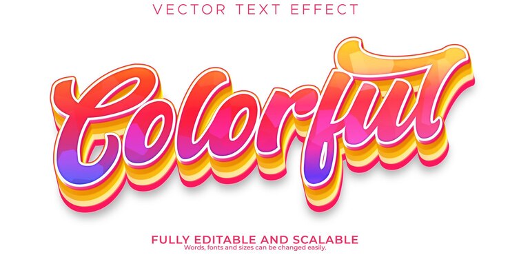 Free Vector rainbow california text effect editable colorful and retro text style