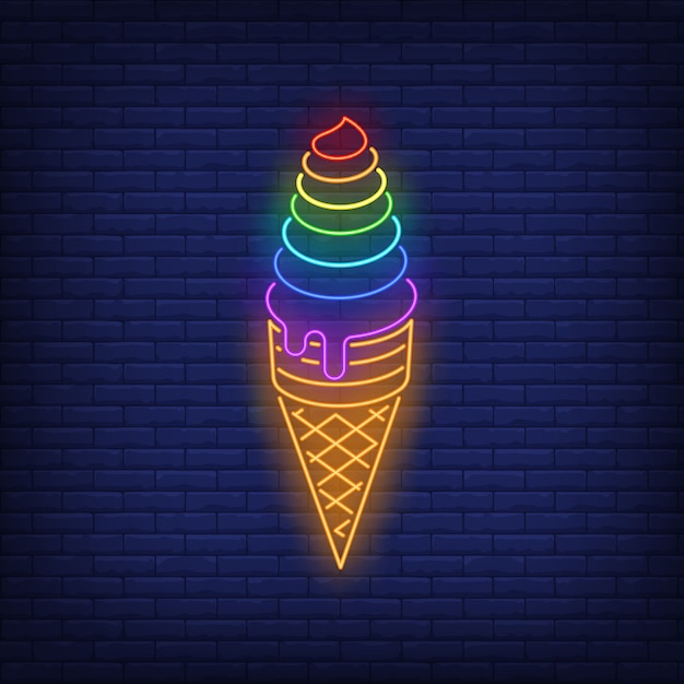 Rainbow colored ice cream neon sign
