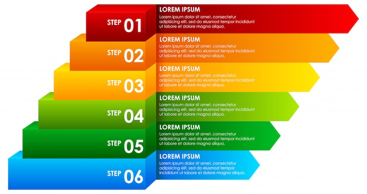 Free Vector rainbow descending information infographic 