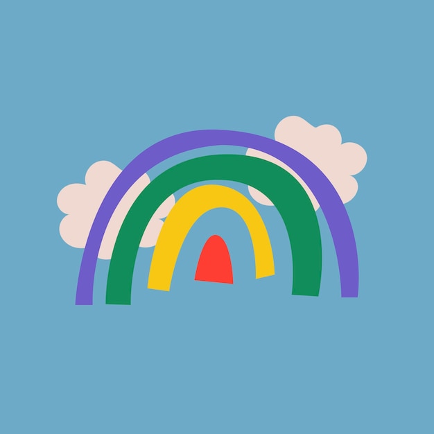 Free vector rainbow doodle sticker, cute illustration in colorful retro design vector