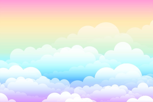 無料ベクター 虹の夢のような雲のファンタジーの背景