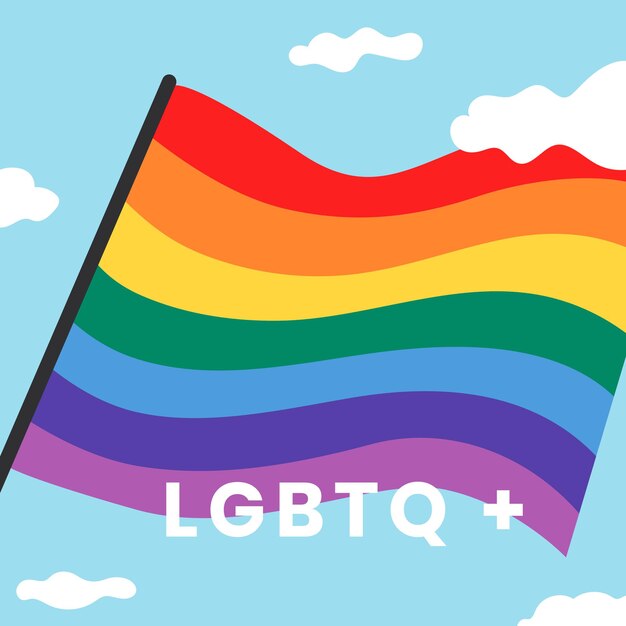 LGBTQ 권리를 위한 무지개 깃발 템플릿 벡터