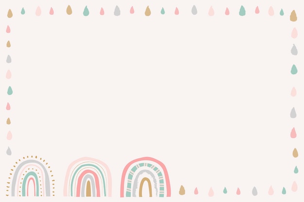 Free vector rainbow frame, cute doodle border vector