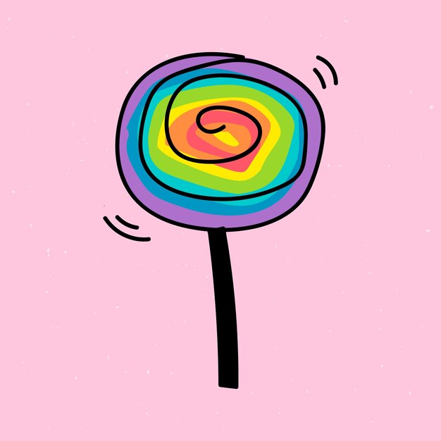 Rainbow lollipop illustrated on a pink background vector