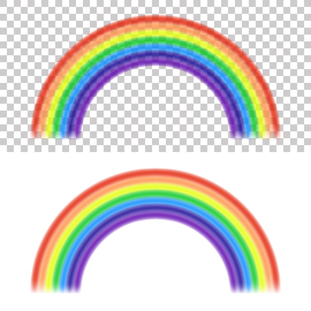 Бесплатное векторное изображение Радуга на прозрачном и белом фоне