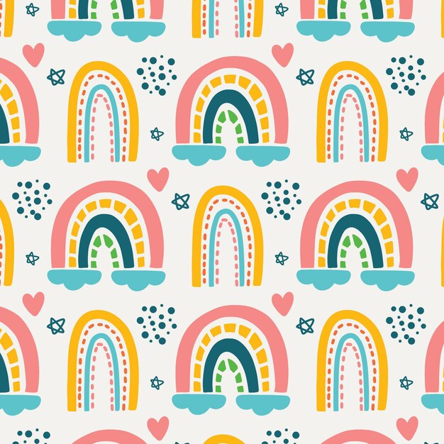 Rainbow pattern with heart shapes