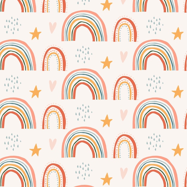 Rainbow pattern with star shapes