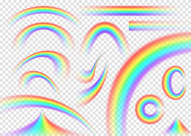 Free vector rainbow set isolated in different shape.