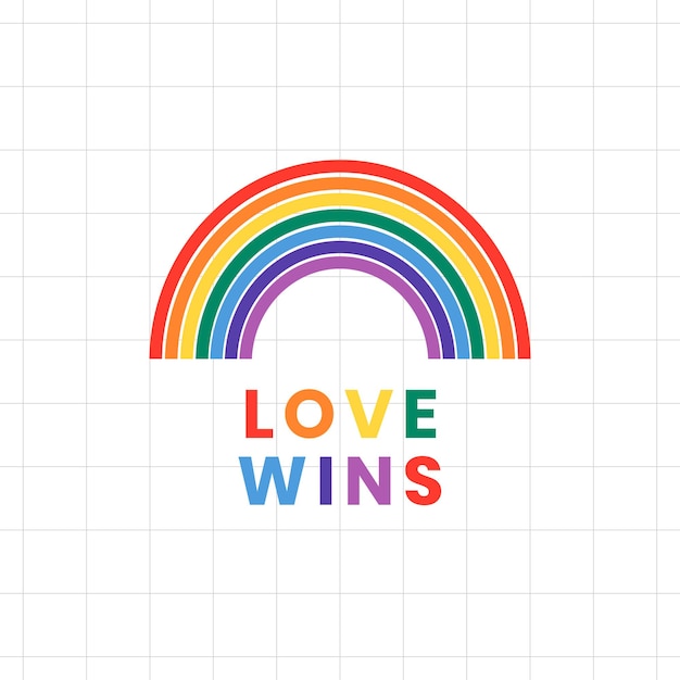 Free vector rainbow template vector lgbtq pride month with love wins text