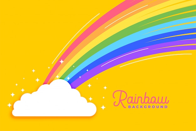 Free vector rainbow with clouds bright background