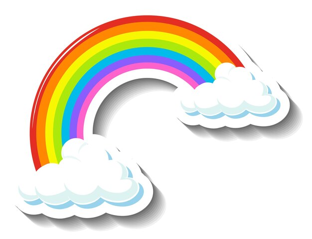 наклейка радуга с облаками