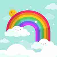 Free vector rainbow with clouds