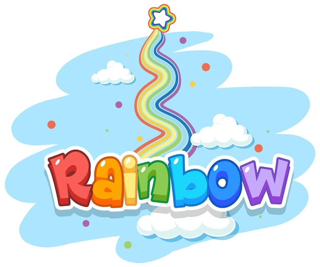 Vettore gratuito logo della parola arcobaleno nel cielo