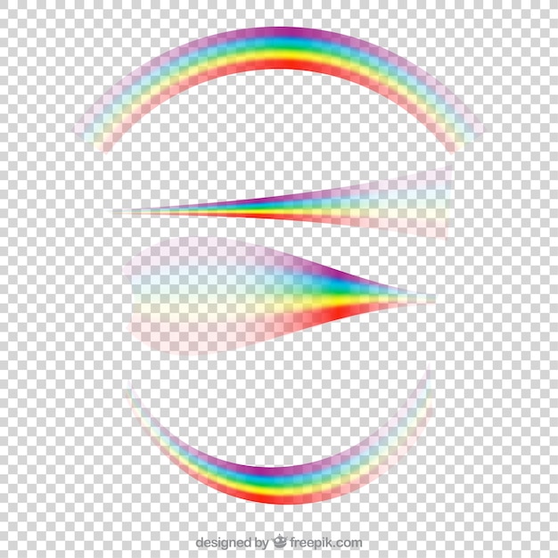 Бесплатное векторное изображение Коллекция радуг в разных формах
