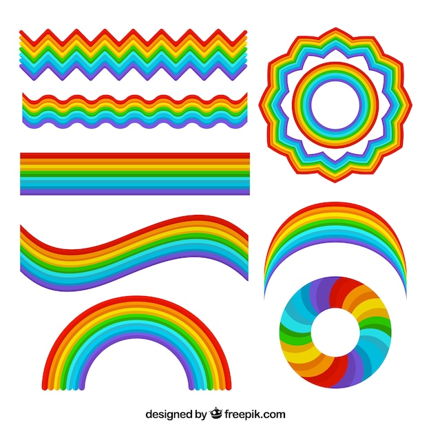Free vector rainbows collection with different shapes