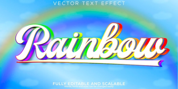 Редактируемый красочный и мультяшный стиль текста с эффектом радуги