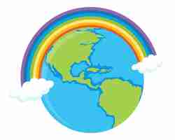 Free vector rainbowtopped earth in simple cartoon style