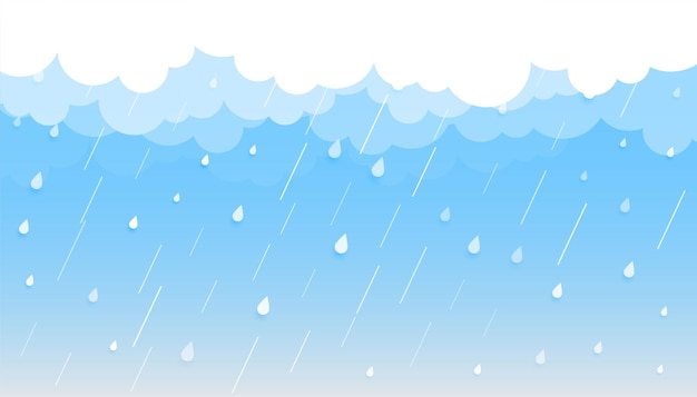 Free vector rainfall background with clouds and droplets