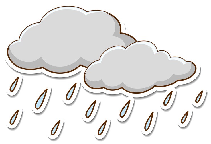 मुफ़्त वेक्टर rainy cloud sticker on white background