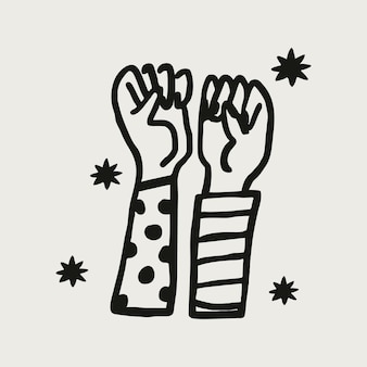 Raised hands solidarity sticker collage element vector, empowerment concept