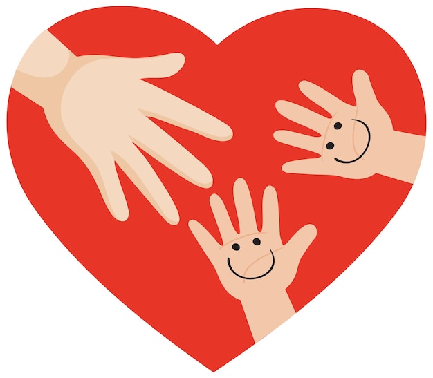 Free vector raising human hands with heart