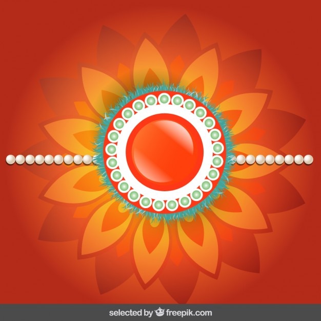 मुफ़्त वेक्टर rakhi background with orange floral jewelry