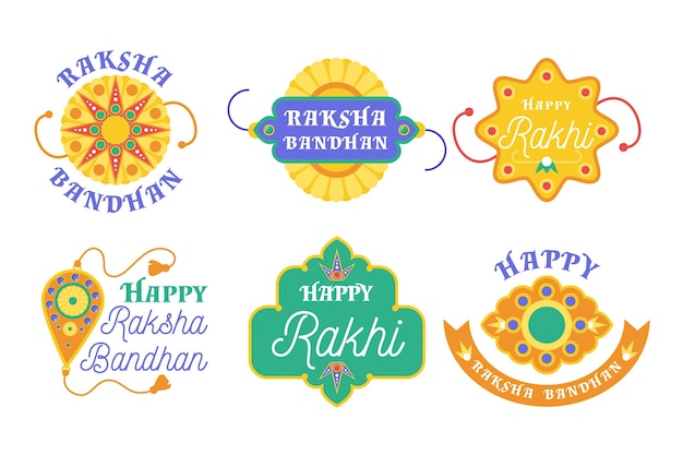 Vettore gratuito pack di badge raksha bandhan