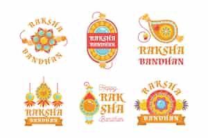 Free vector raksha bandhan badges set