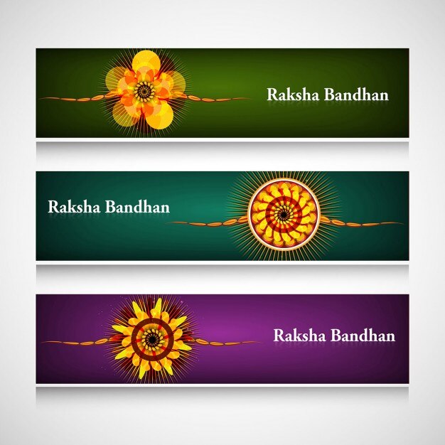 मुफ़्त वेक्टर raksha bandhan banners set in colors