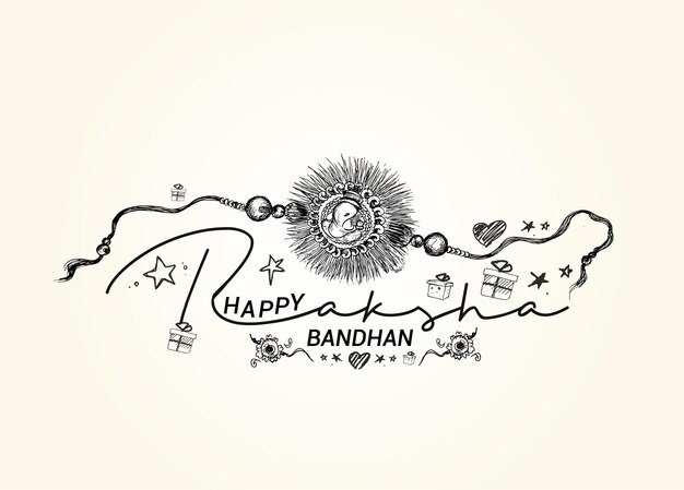 손과 아름다운 라키가 있는 프레임으로 장식된 Raksha Bandhan 축하