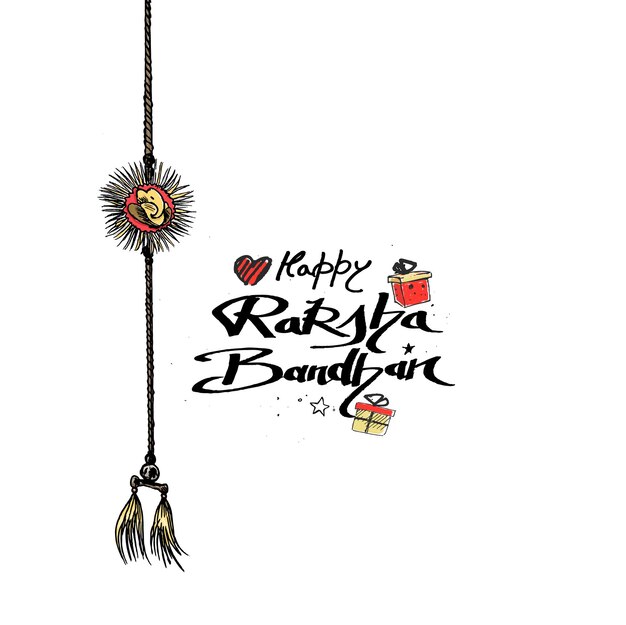 손과 아름다운 라키가 있는 프레임으로 장식된 Raksha Bandhan 축하