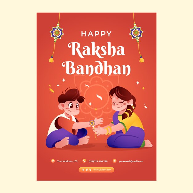 Raksha bandhan gradient illustration poster