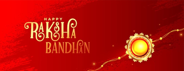 Raksha bandhan red banner with realistic rakhi design