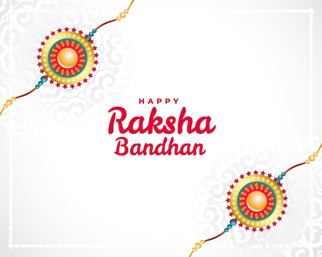 Ракша бандхан белый традиционный дизайн поздравительной открытки