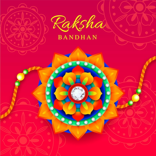 Free vector raksha bandhan with colorful ornament